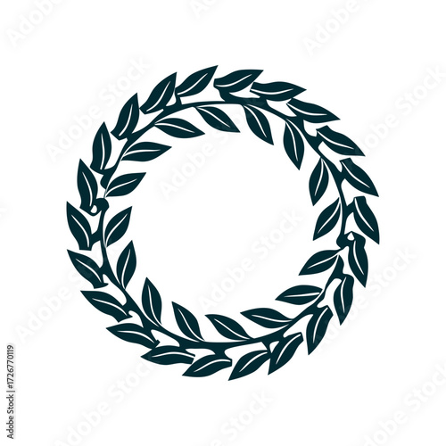 Elegant Laurel Wreath Circle Frame - Forest Green Laurel Wreath Circular wreath with overlapping leaves Olympic inspired in forest green