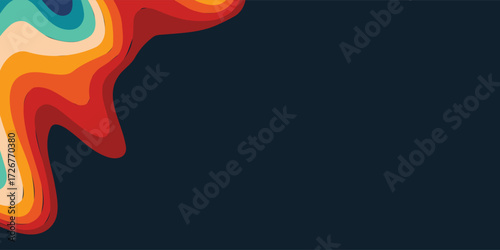Abstract colorful 70s background vector. Vintage retro style wallpaper with lines, rainbow wavy stripes. 1970 color illustration design suitable for poster, banner, decorative, wall art.