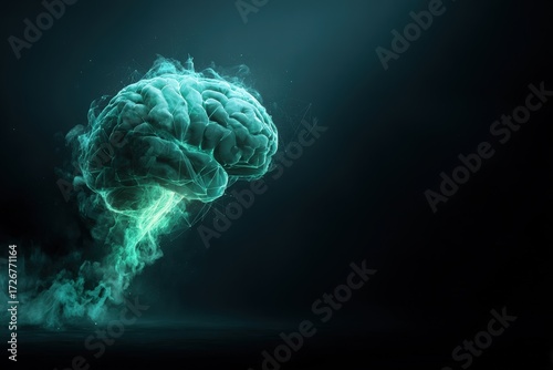 Abstract illustration of a glowing brain surrounded by ethereal mist, representing mental health concepts and the importance of self-care and mindfulness in everyday life