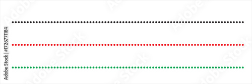 Abstract dotted border divider icon. Black, red, and green colour.
