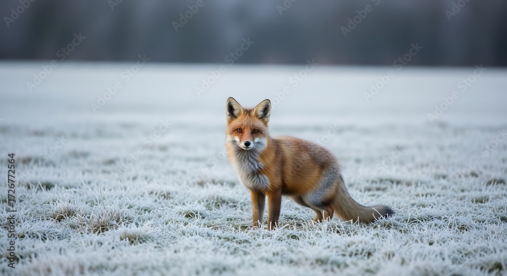Fototapeta premium Fox in frosty field
