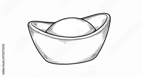 Chinese new year ingot on white background. Chinese new year decorations and lucky objects bring prosperity, celebrate lunar holidays.