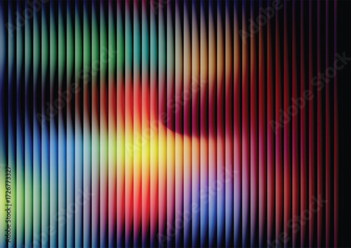 Colorful abstract gradient background, vibrant vertical stripes pattern. Futuristic vector abstract gradient background with a glowing spectral light and 3D illusion effect.