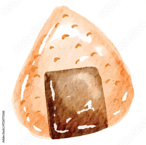 simple onigiri watercolor illustration hand drawn