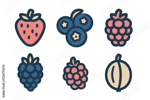 Assortment of fresh summer berries including strawberries blueberries raspberries blackberries and gooseberries for healthy eating