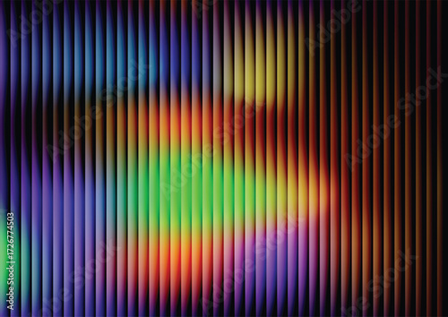 Colorful abstract gradient background, vibrant vertical stripes pattern. Futuristic vector abstract gradient background with a glowing spectral light and 3D illusion effect.