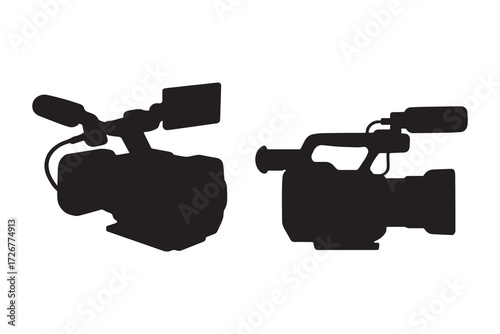 Professional camcorder silhouette vector icon for filming and media production