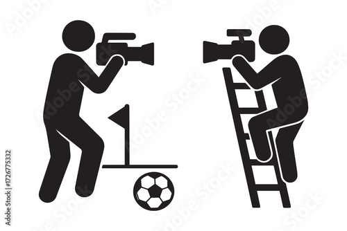 Professional camcorder silhouette vector icon for filming and media production