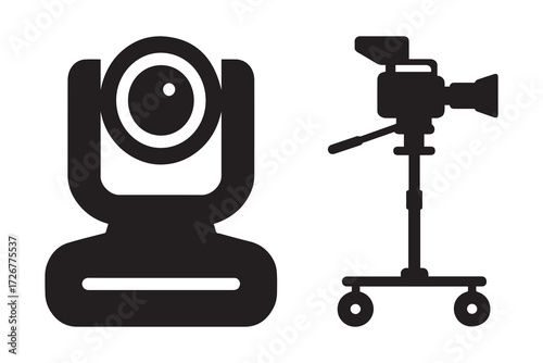 Professional camcorder silhouette vector icon for filming and media production