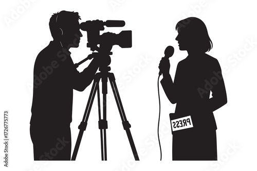 Professional camcorder silhouette vector icon for filming and media production