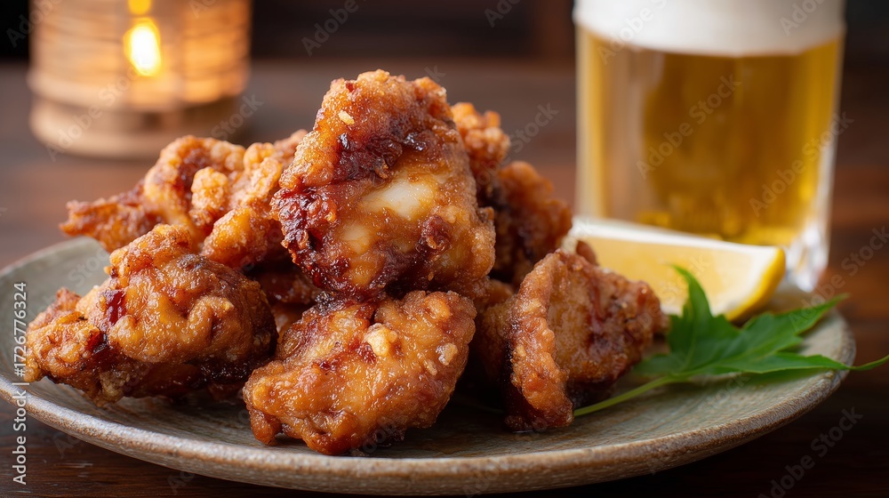 Fototapeta premium grilled chicken wings with beer