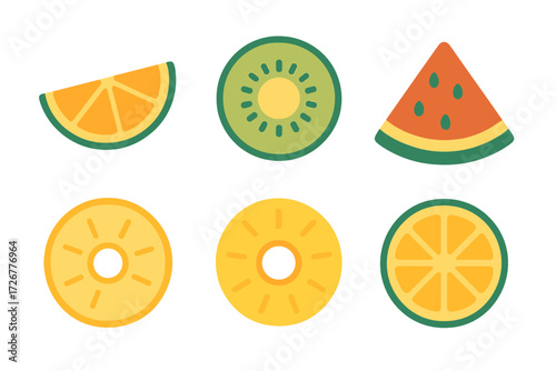 Vibrant summer fruit slices including orange, kiwi, watermelon, and pineapple for healthy eating and fresh diet