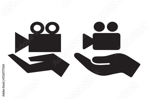 Video recording camera silhouette icon isolated on white background vector illustration