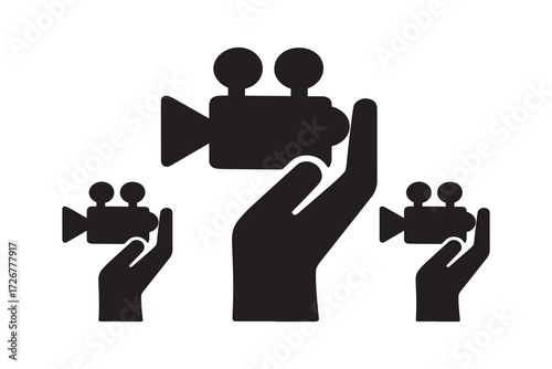 Video recording camera silhouette icon isolated on white background vector illustration