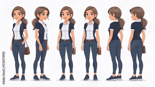 Young casual business woman. Vector illustration