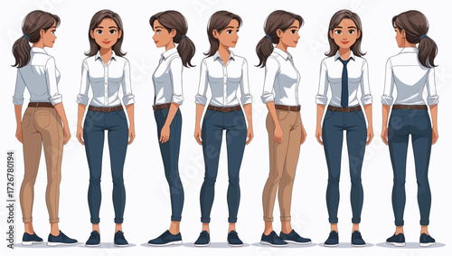 Young casual business woman. Vector illustration