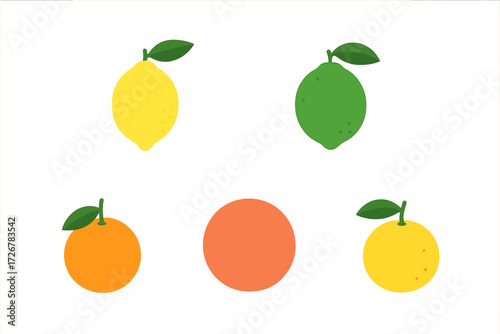 Vibrant collection of fresh colorful citrus fruits including lemon, lime, orange, and grapefruit on a clean white background