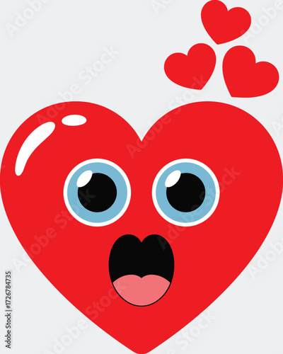 Surprised red heart with three hearts above