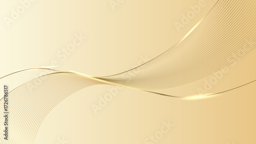 Abstract golden wave design with smooth curves and elegant lines on light background, creating sense of luxury and sophistication. Perfect for modern and stylish themes