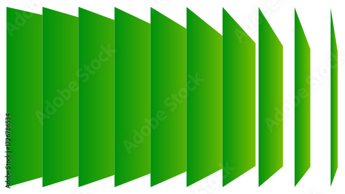 Series of overlapping green rectangles creates dynamic, abstract pattern with sense of depth and movement. gradient of green shades adds visual interest and complexity
