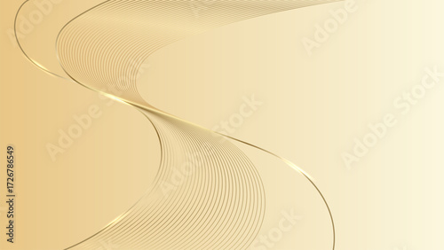 Abstract golden wave pattern with elegant curves and lines on gradient background, creating sense of luxury and sophistication
