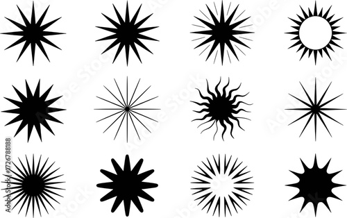 Collection of Diverse Starburst and Sunburst Vector Graphics