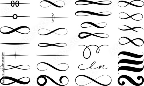 Collection of Elegant Black Flourishes and Infinity Symbols