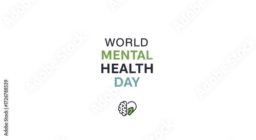 World Mental Health Day Concept with Brain and Heart Symbolism for Awareness