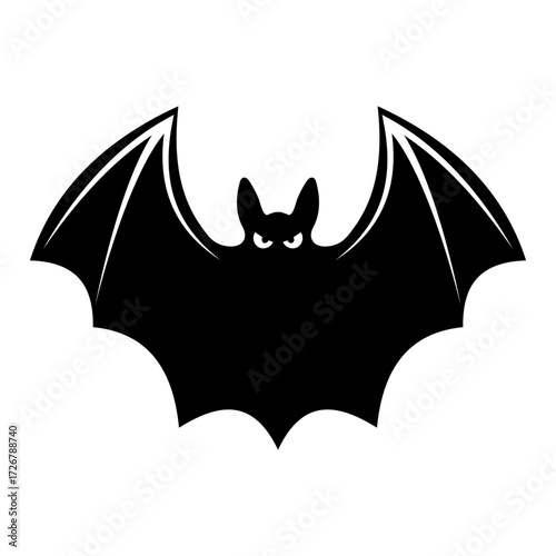 Bat Silhouette with Spread Wings Vector Illustration. Perfect for Halloween themes, spooky decorations, party invitations or seasonal graphics. 