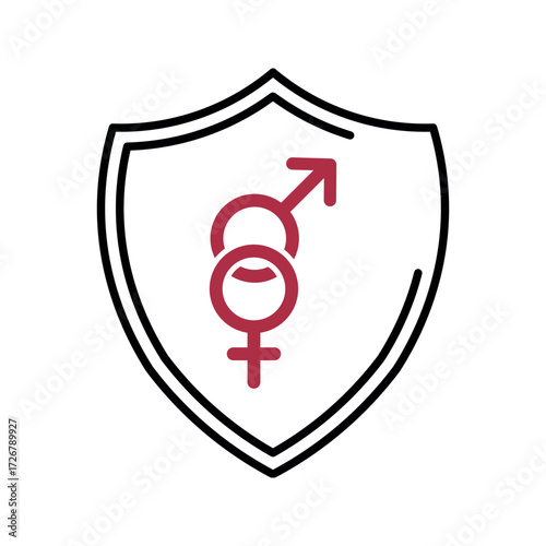 Shield with male and female symbols protection gender