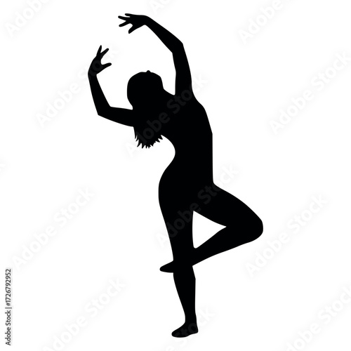 Vector art of silhouette of a female ballet dancer in a graceful pose, isolated on a, capturing the elegance and fluidity of movement