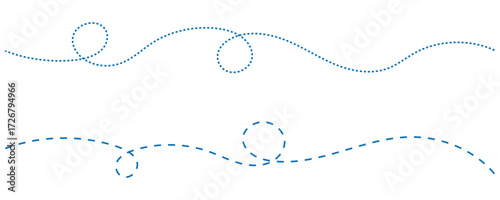Abstract Dotted Swirl Line. Abstract Curved Dotted Line. Hand Drawn Divider and Border squiggle line Design. Long Curly Dotted Line