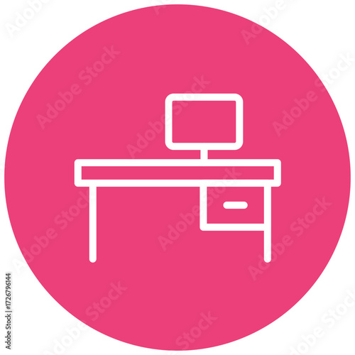 Office Desk line icon style