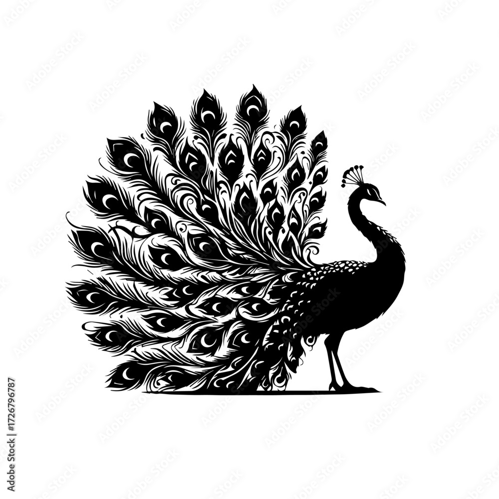 Fototapeta premium Elegant Colorful Peacock Vector Illustration