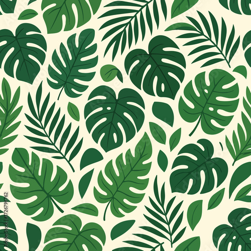 Green Botanical Foliage Repeat Background