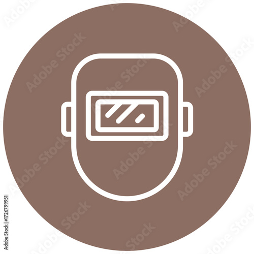Welding Helmet Line Icon Style