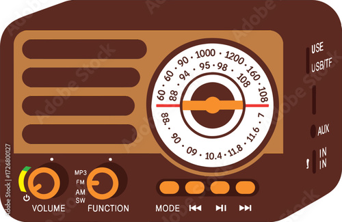 Vintage Retro Radio Vector Illustration