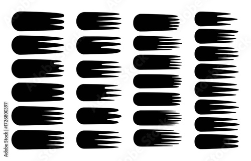 Collection of Black Abstract Brush Strokes with Tines