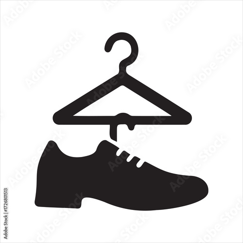 Shoe Hanger icon silhouette vector with white background
