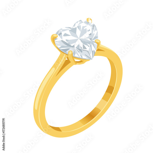 Elegant Heart-Shaped Diamond Engagement Ring in Gold Symbol of Love