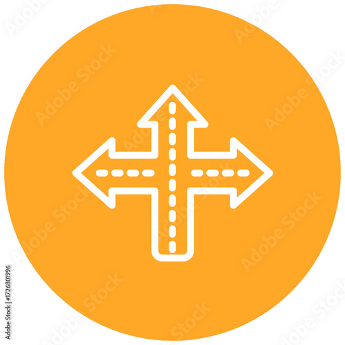 Crossroad Line Icon Style