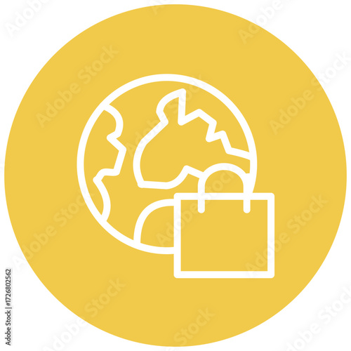 Worldwide Shopping Line Icon Style