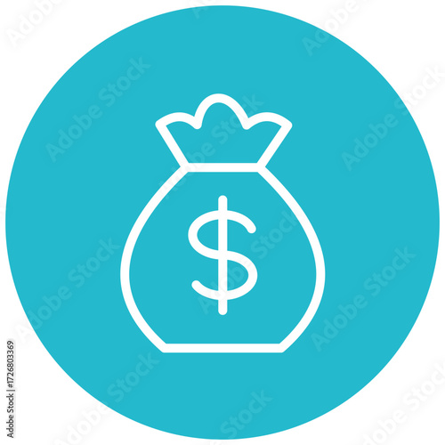 Money Bag Line Icon Style
