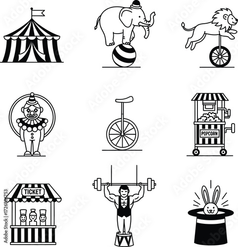 Collection of Circus Performer and Funfair Clip Art Graphics