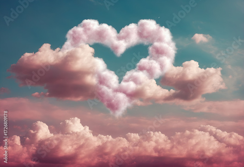 Heart made from clouds in the sky.