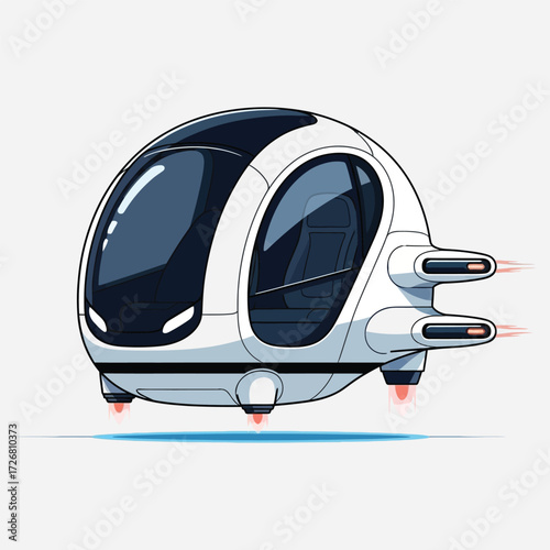 Sleek Futuristic Personal Air Mobility Vehicle Illustration for Advanced Urban Transportation and Sustainable Travel Solutions