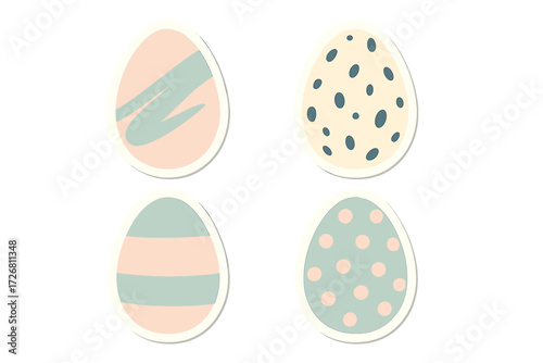 Decorative eggs in pastel colors arranged in a neat grid for an Easter celebration or spring craft project