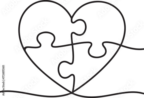 Heart Puzzle A Symbol of Love, Connection, and Wholeness, Illustrated in Simple Lines