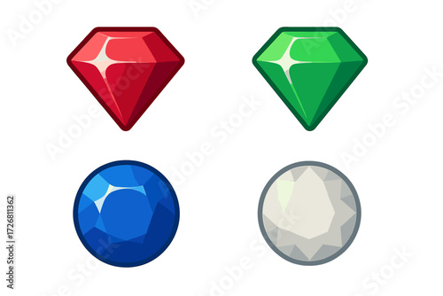 Colorful gems and stones arranged in a clean design for a digital gaming project or art reference