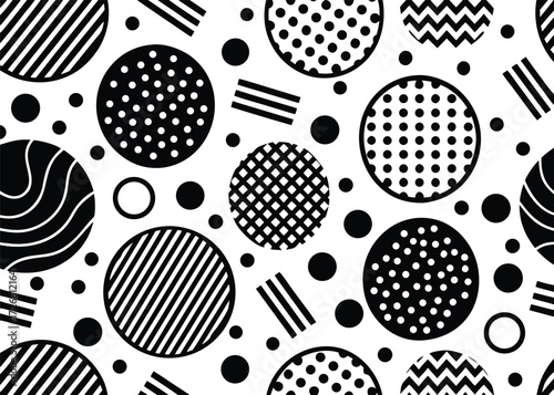 Black and white abstract geometric shapes pattern vector